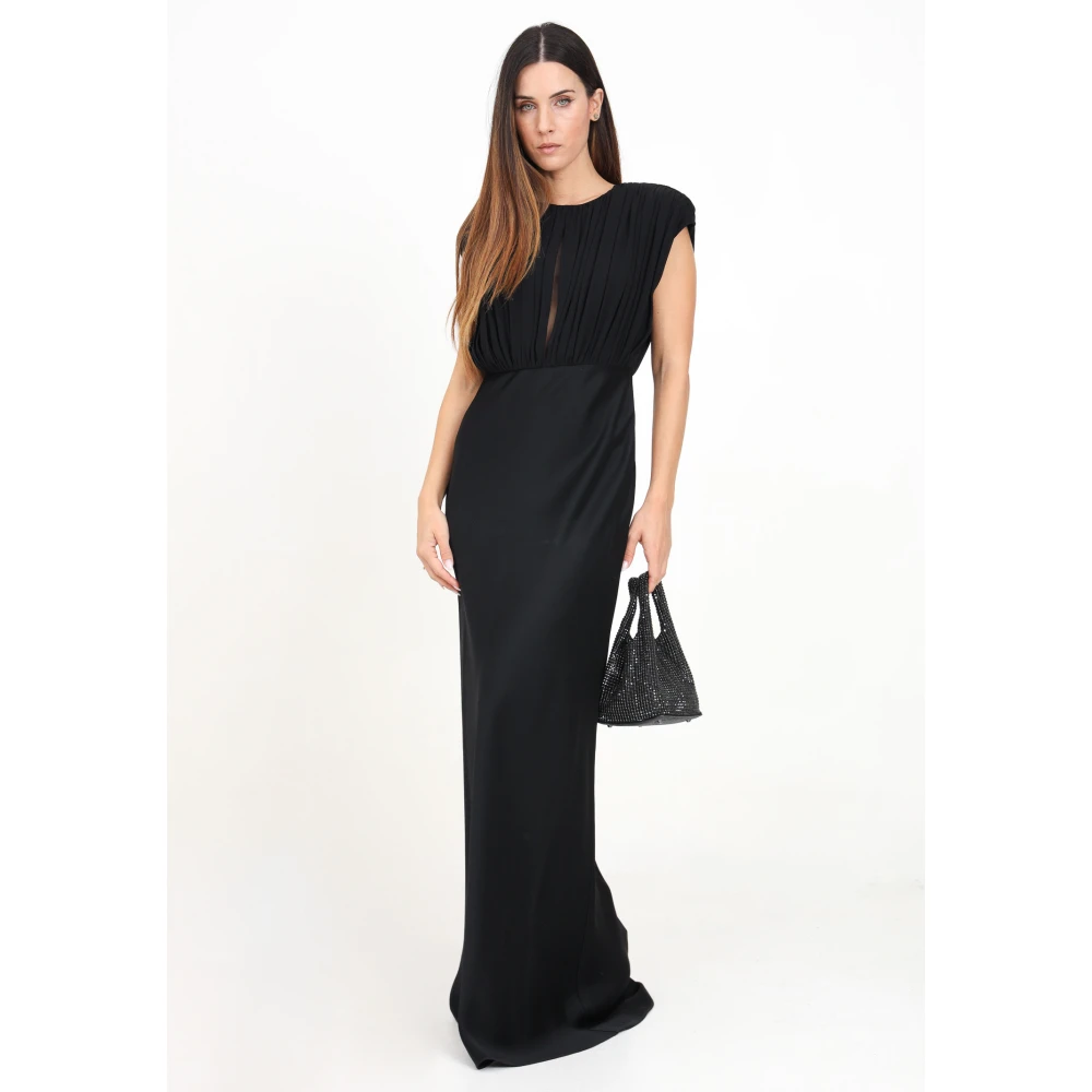 Max Mara Zwarte Lange Jurk Elegant Herfst Winter Black Dames