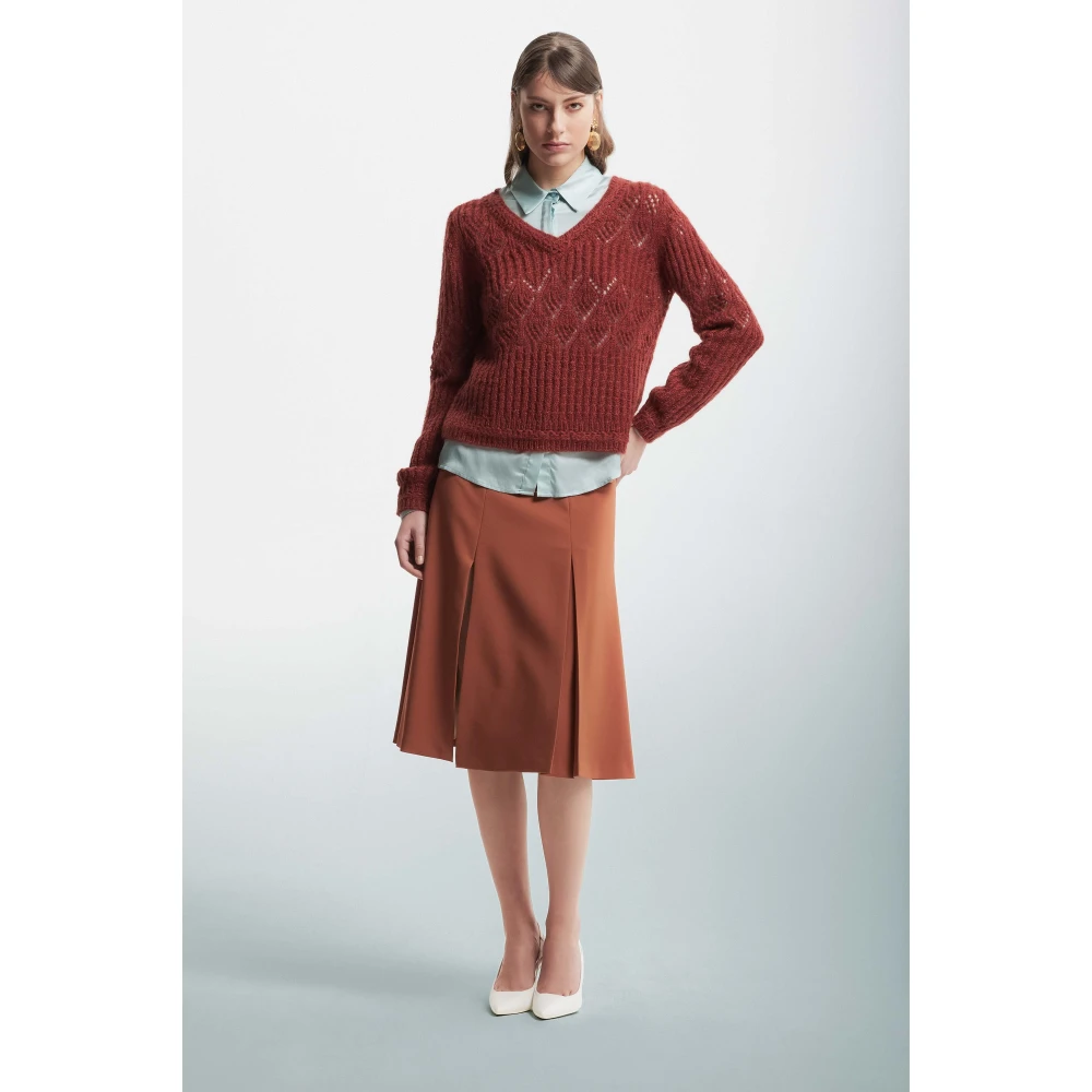 Kocca Mohair Wolmix Openwork Trui Brown Dames