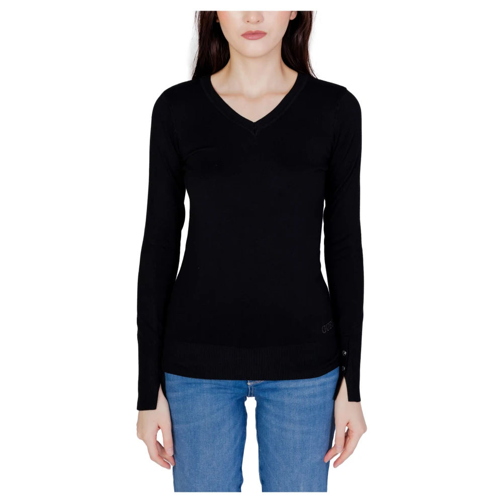 Guess Women's Black V-Neck Knitwear, Xs, V-Neck Knitwear