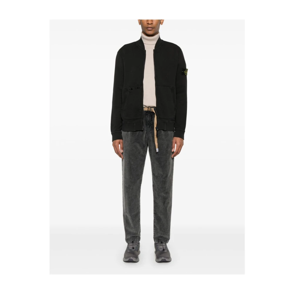 Stone Island Zwarte Sweater met Ritssluiting Black Heren