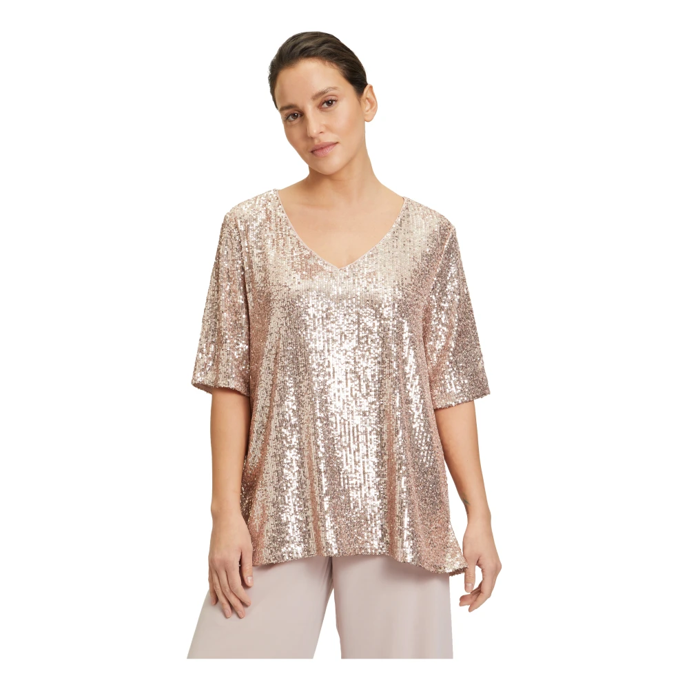 Vera Mont Paillettenblouse met splitmouwen Pink Dames