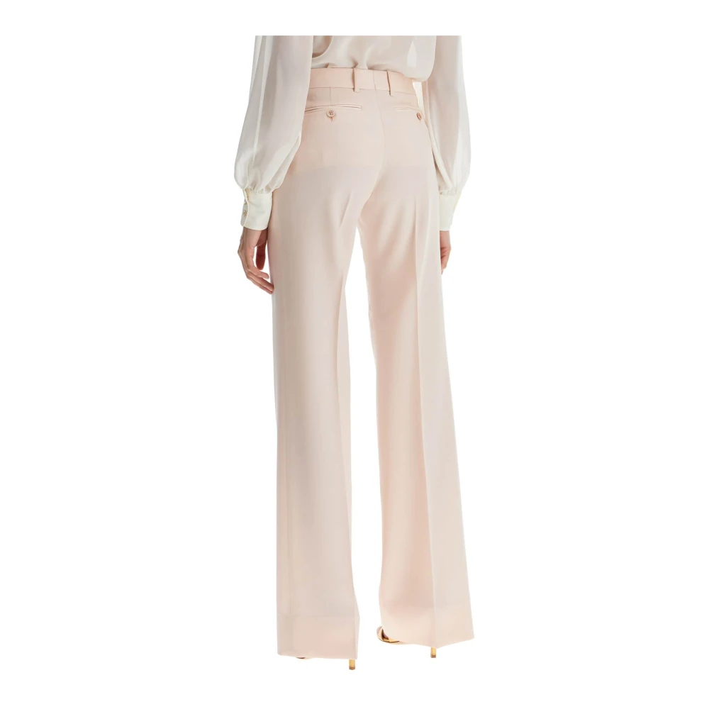 Tom Ford Wijde Pijp Wollen Broek Lichtroze Pink Dames