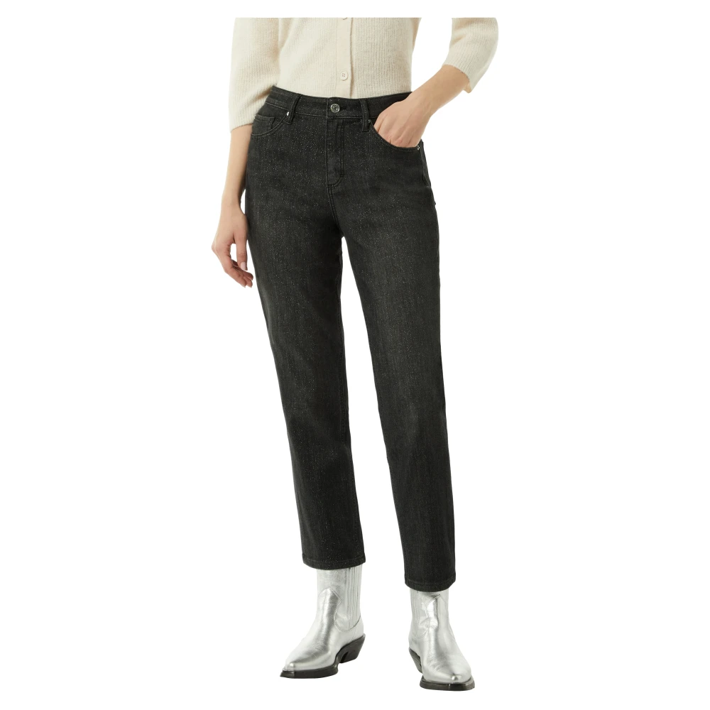 comma Lurex Effect Jeans Broek Gray Dames