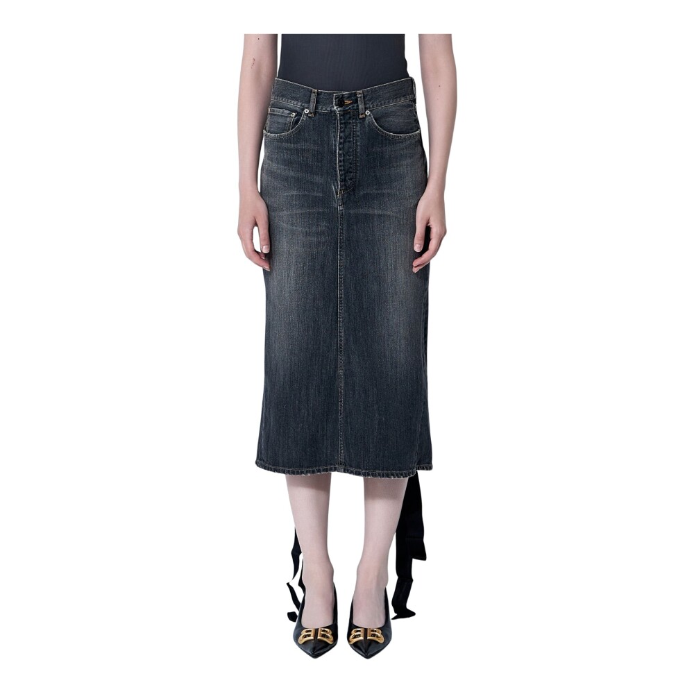 スカート BALENCIAGA Woman Skirt Denim 773784TDW15 4209 Balenciaga logo-print Denim Mini Skirt | Blue | FARFETCH