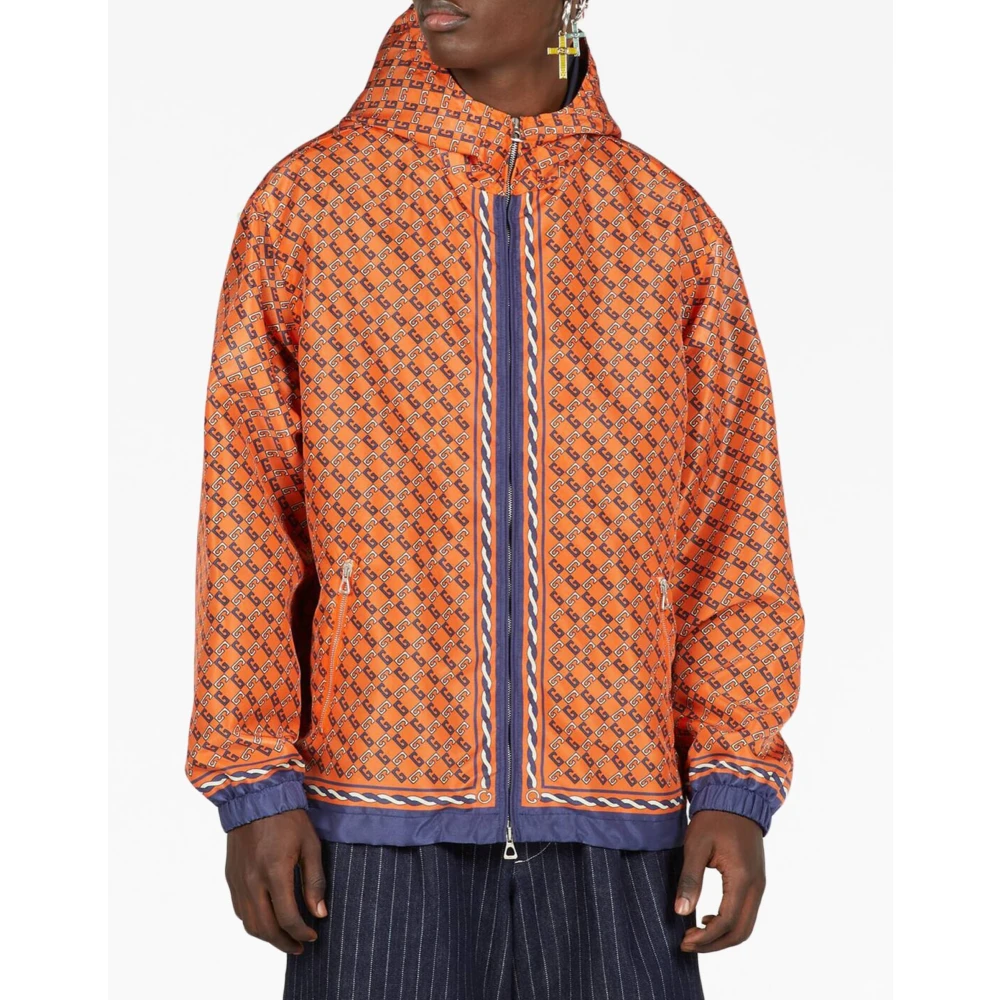 Gucci Geometrische Monogram Print Jas Orange Heren