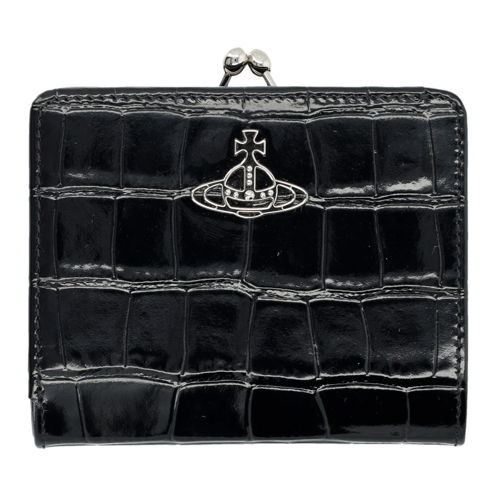 Vivienne Westwood Zwarte Croco Kleine Frame Portemonnee Black Dames