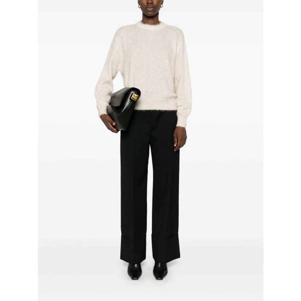 BRUNELLO CUCINELLI Paillet Sweater Room Gebreid Ontwerp Beige Dames