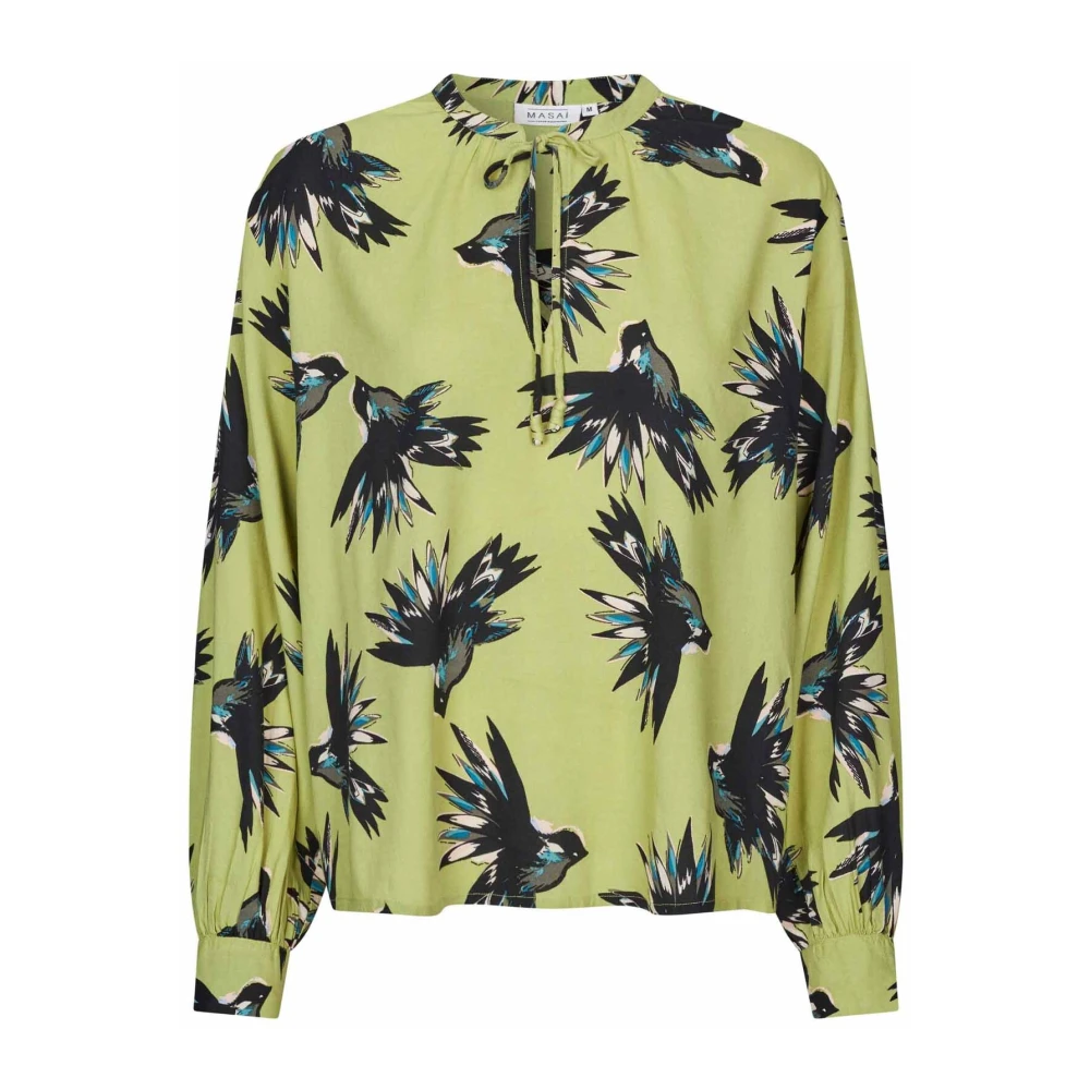 Masai Oversized T-shirt met Pofmouwen Green Dames