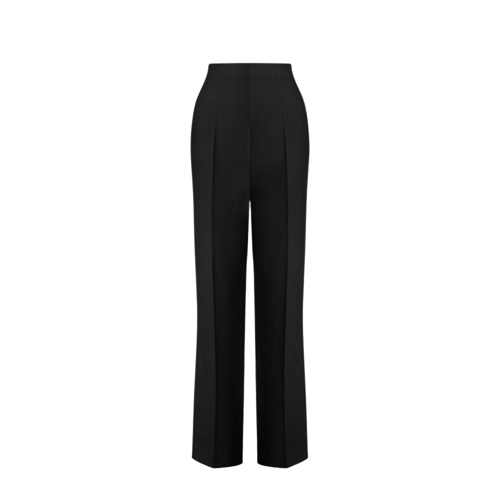 Alberta Ferretti Wide Trousers, Female, M, Tailored Stretch Cady Suit Trousers Black