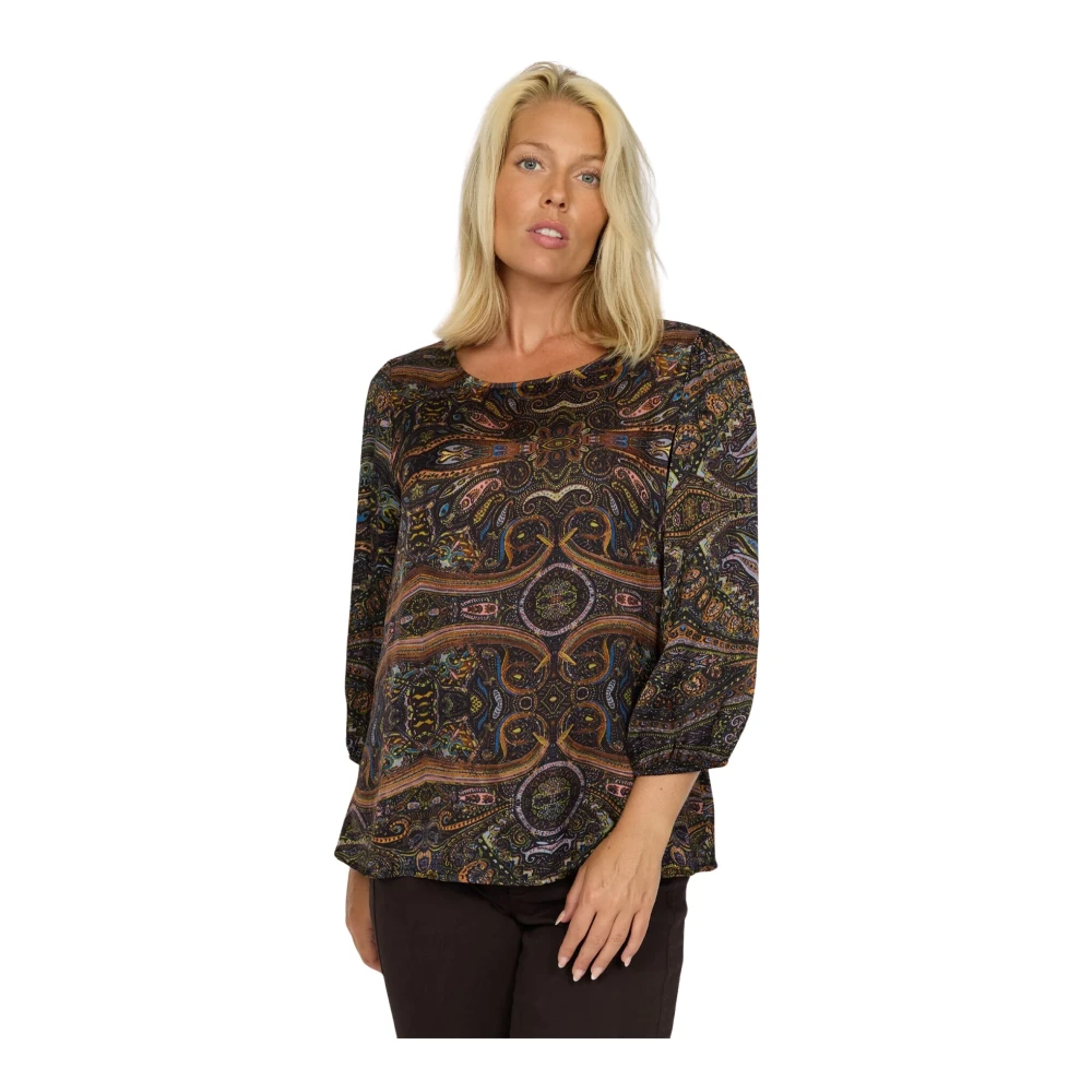 2-Biz Bloemenprint Blouse Sally.Au24 Multi Brown Dames