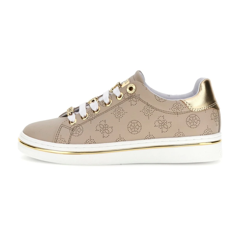 Guess Monogram Leren Sneakers – Dames Schoenen Beige