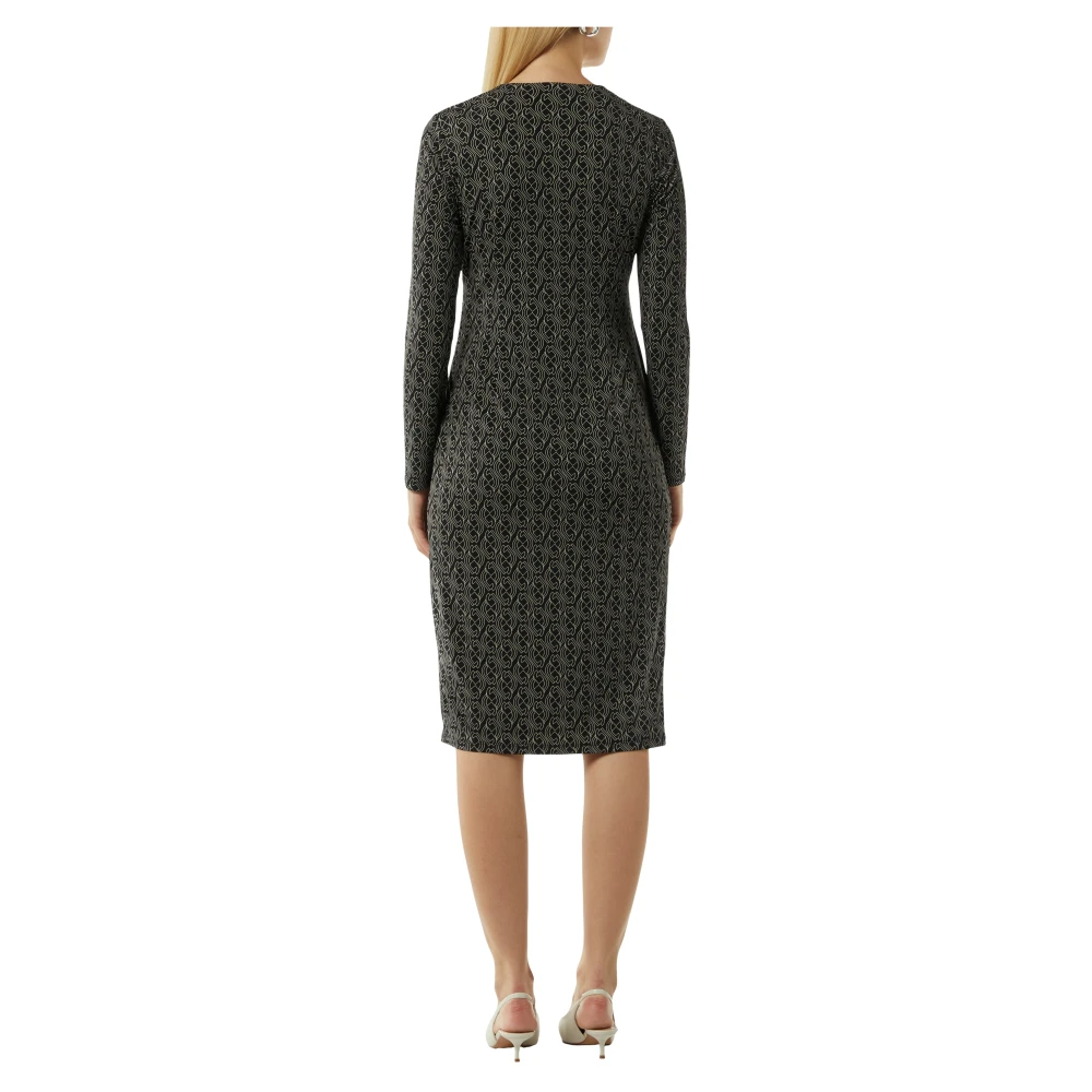 comma Gestreepte Wikkel Midi Jurk Black Dames