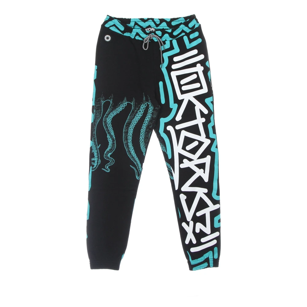Octopus Zwarte lichtgewicht trainingsbroek met elastische taille Multicolor Heren