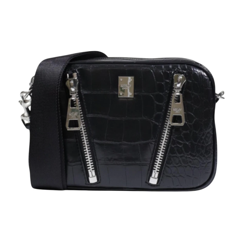 Replay Women's Black Cross Body Bags, One Size, Crocodile-Effect Crossbody Bag