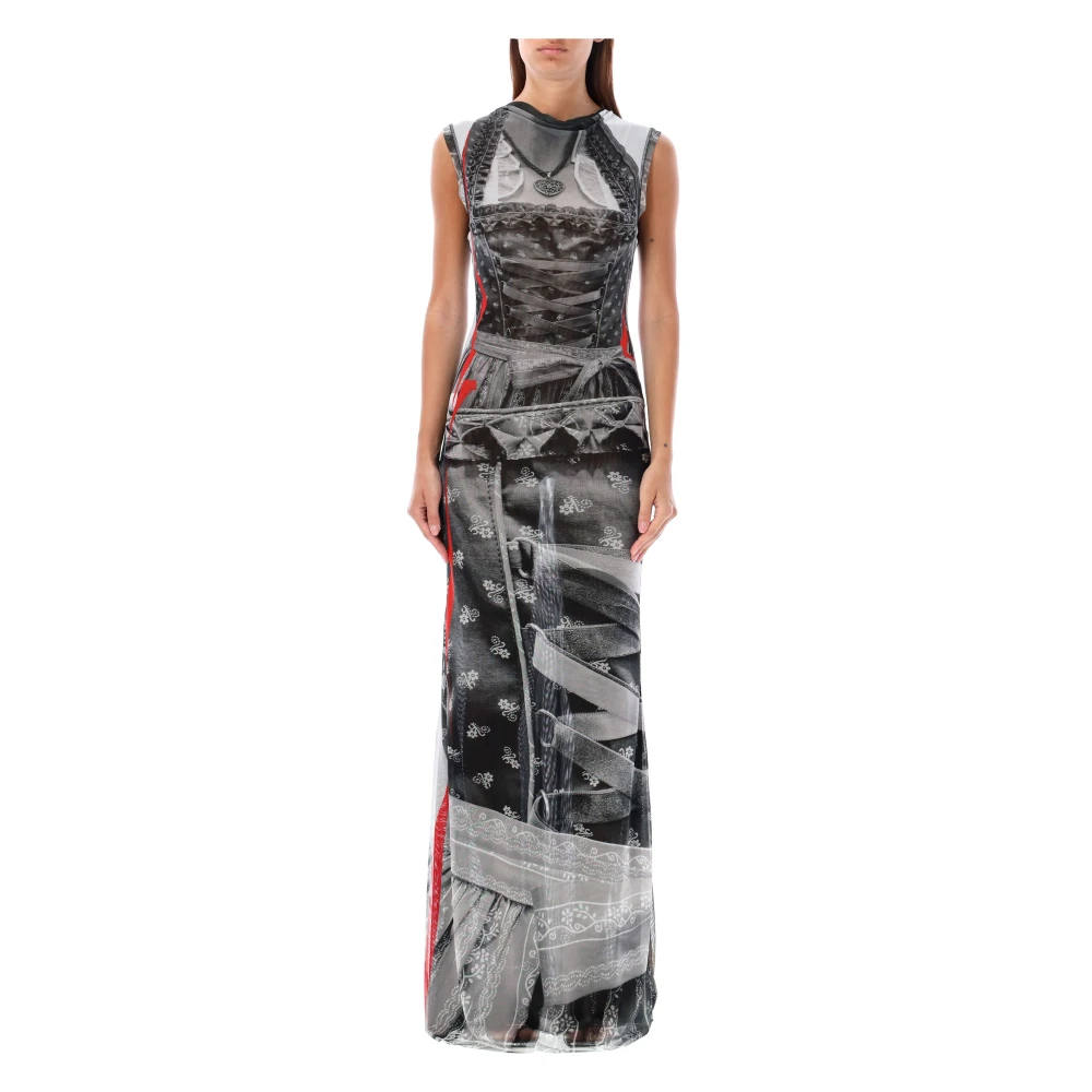 Ottolinger Mesh Maxi Jurk Drindl Print Multicolor Dames