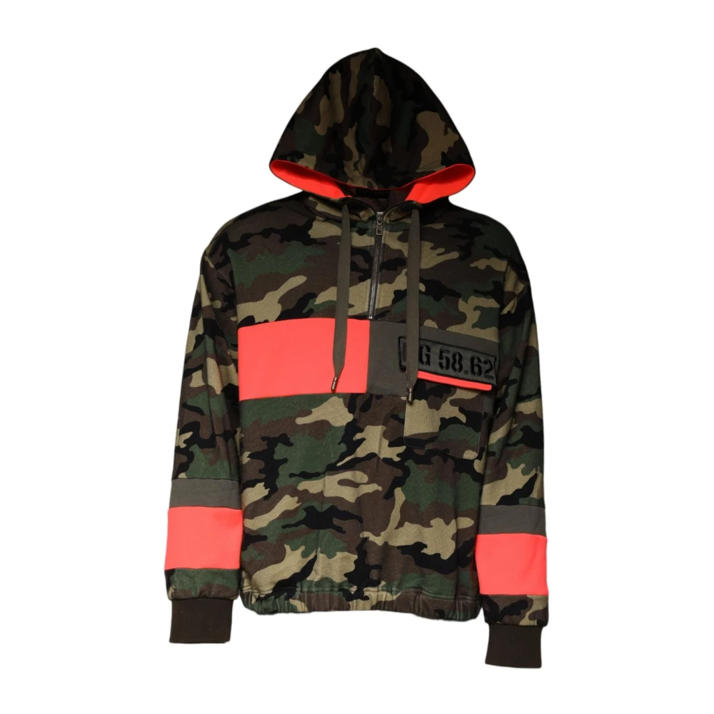 Dolce & Gabbana Multicolor Hoodies, Male, 2XL, Camouflage Print Hoodie