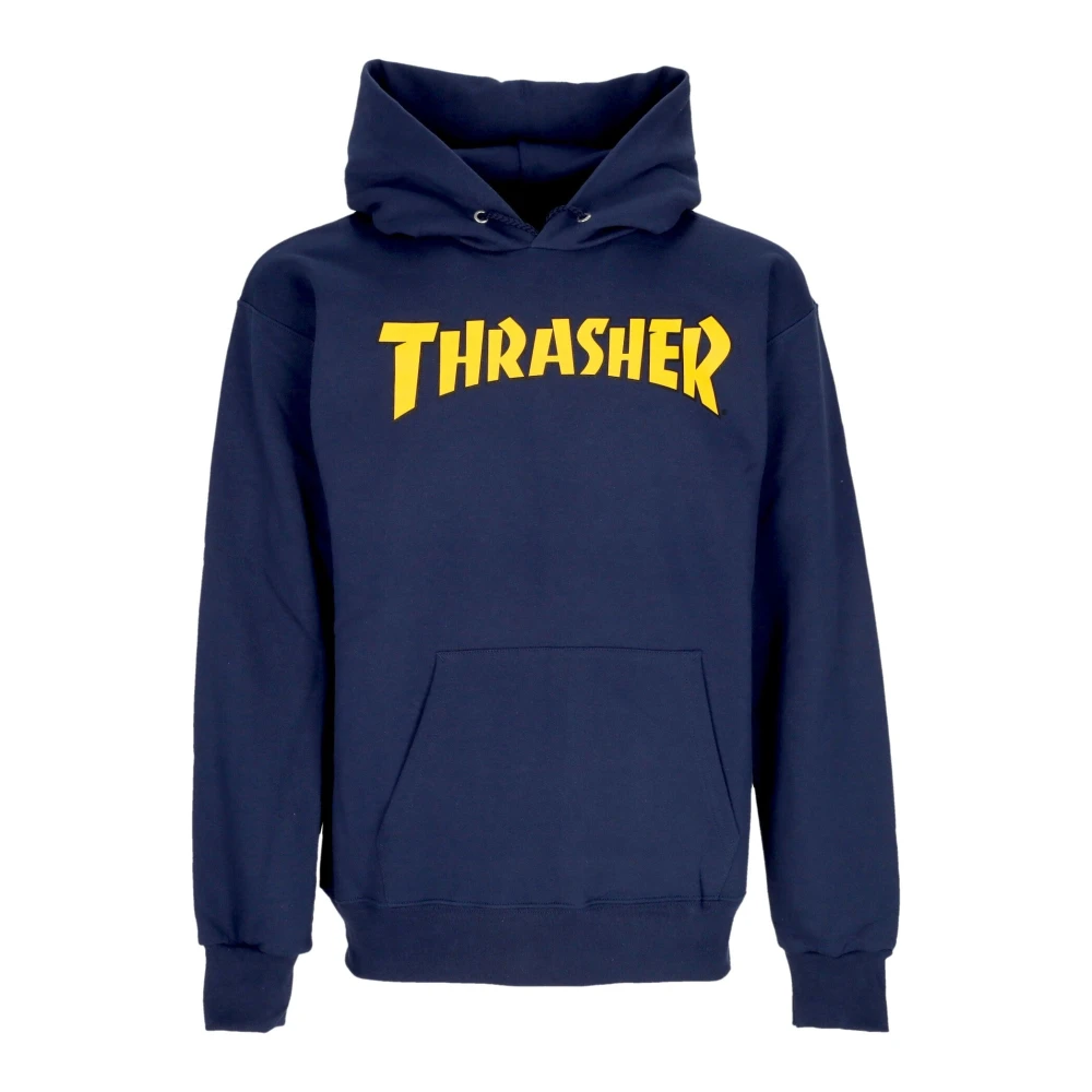 Thrasher Logo Print Navy Hoodie Blue Heren
