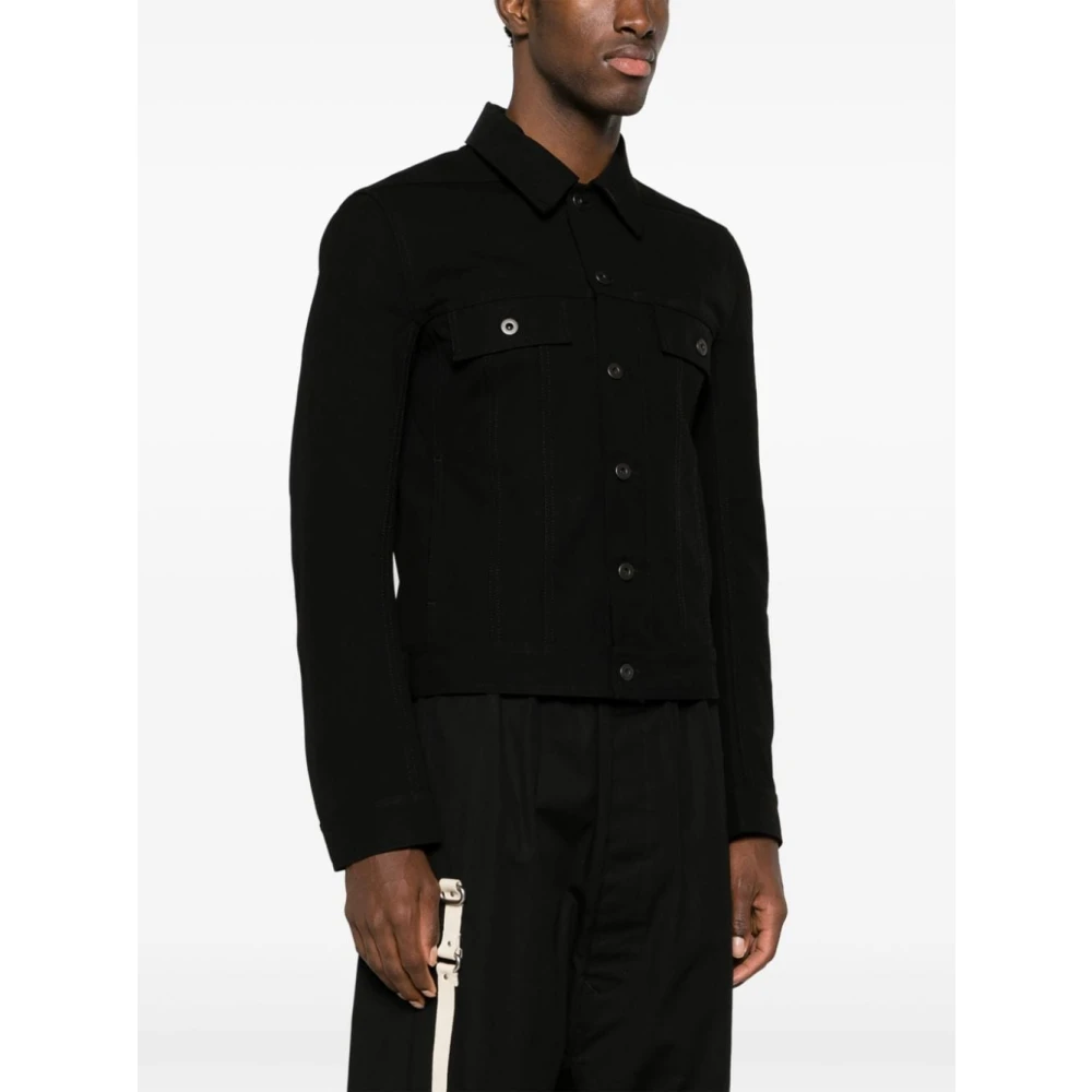 Rick Owens Zwarte Katoenen Drill Jas Black Heren