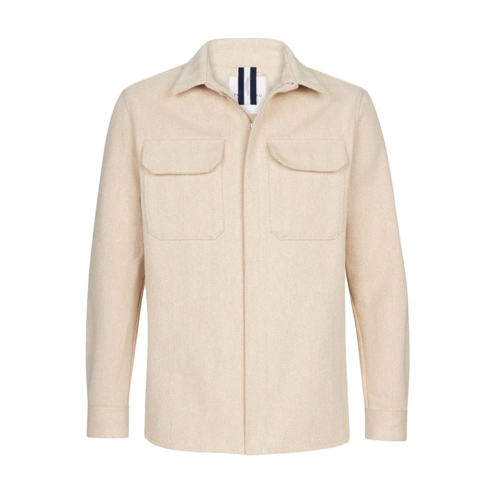 Profuomo Ritssluiting Overshirt in Donker Beige Heren