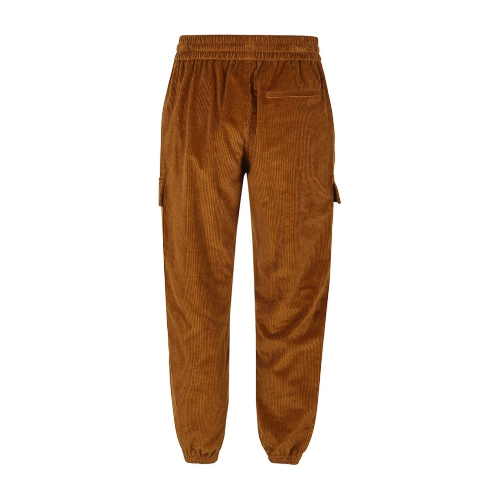 Marcelo Burlon Fluwelen broek met elastische taille en manchetten Brown Dames