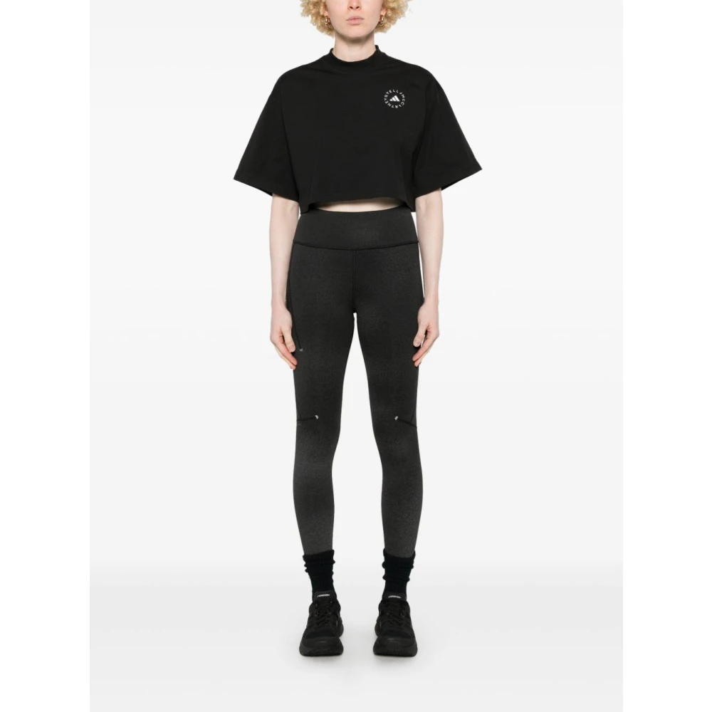 adidas by stella mccartney Logo Print T-Shirt Black Dames