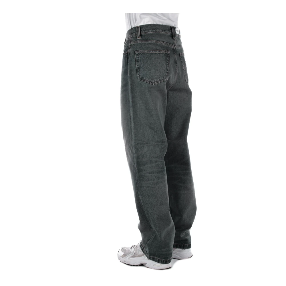 Carhartt WIP Logo Jeans met rits en knoop Black Heren
