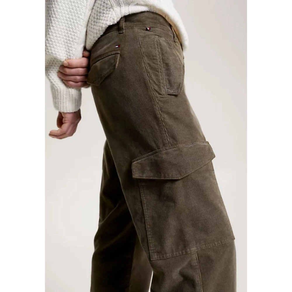 Tommy Hilfiger Cargo Corduroy Herenbroek met Manchetten Green Heren