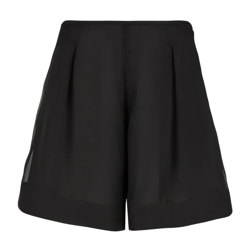 Emporio Armani Zwarte Zijden Organza Geplooide Shorts Black Dames