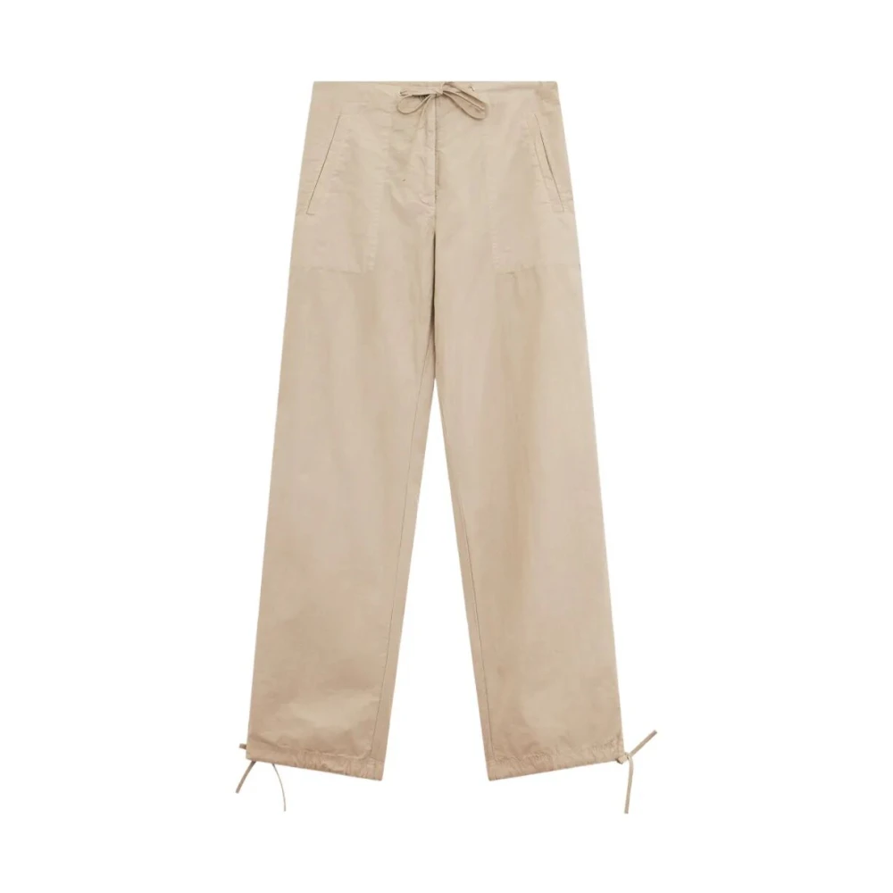 Aspesi Women's Beige Straight Trousers, Xs, Garment-Dyed Cotton Poplin Trousers