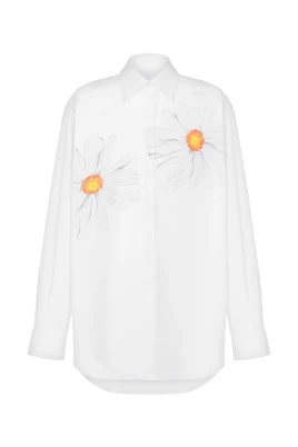 Blommigt Vit Skjorta