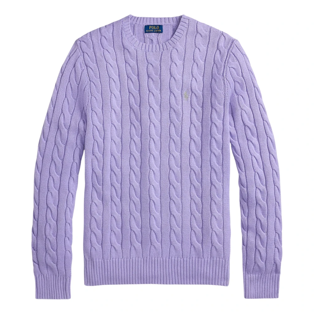 Ralph Lauren Men's Purple Cable Knit Jumper - Round-Neck Knitwear - Xs - Knitwear
