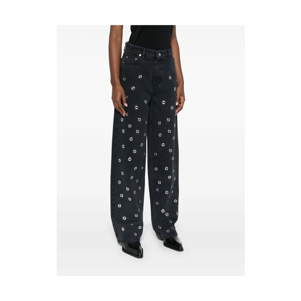 Rotate Birger Christensen Donkergrijze klassieke jeans met oogjes Gray Dames