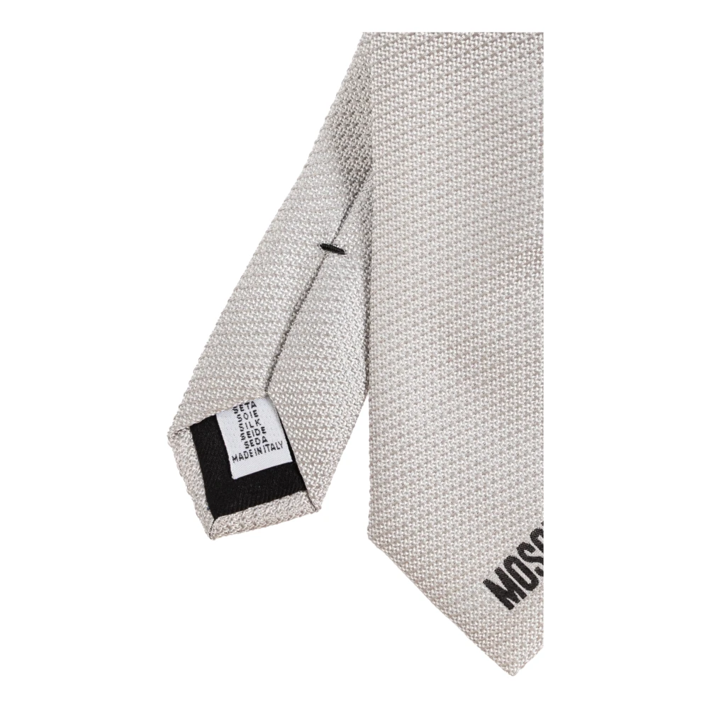 Moschino Zijden stropdas met logo Gray Heren