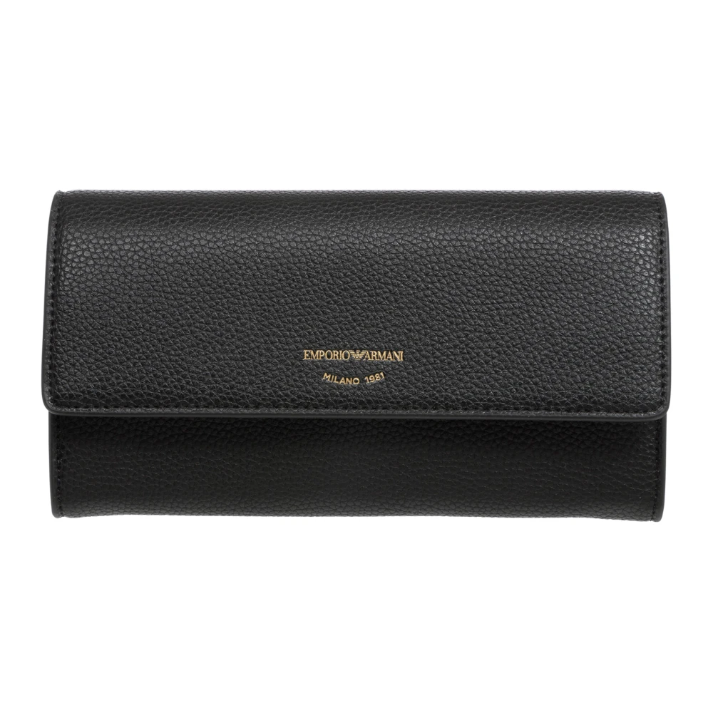 Emporio Armani Portemonnee met drukknoop Logo en Kaartsleuven Black Dames