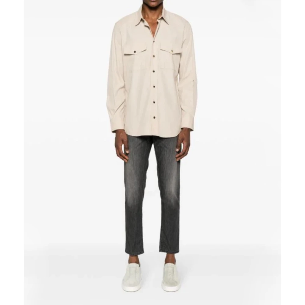 Incotex Blauwe Slim Jeans met knoopsluiting Black Heren