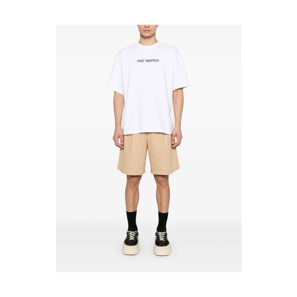 Axel Arigato Wit Logo Print Crew Neck T-shirt White Heren