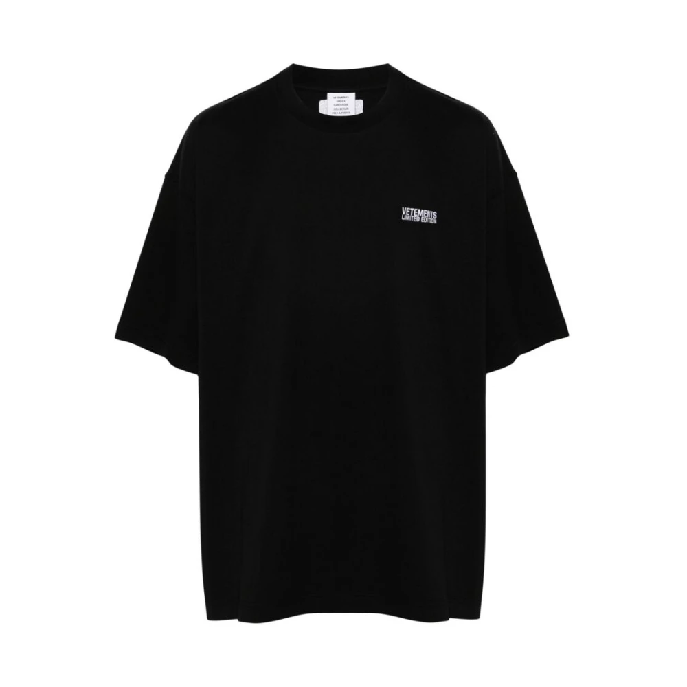 Vetements Zwart T-shirt met geborduurd logo Black Heren