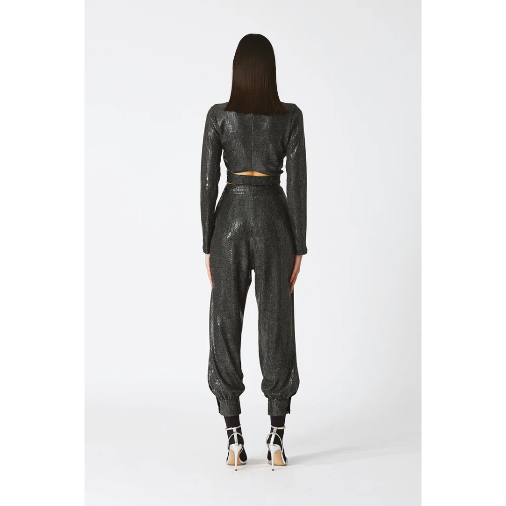 Nenette Zwarte Baggy High-Waist Broek Black Dames