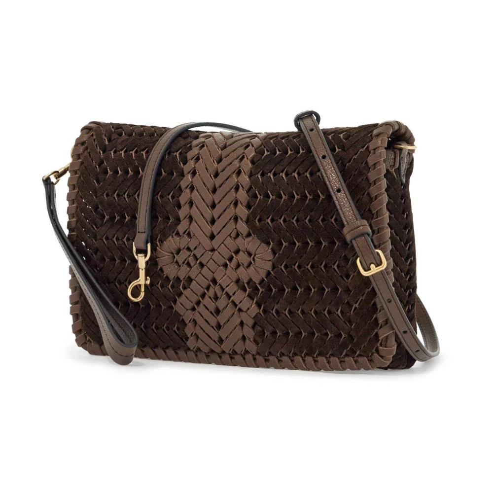 Anya Hindmarch Strik Motief Schoudertas Brown Dames