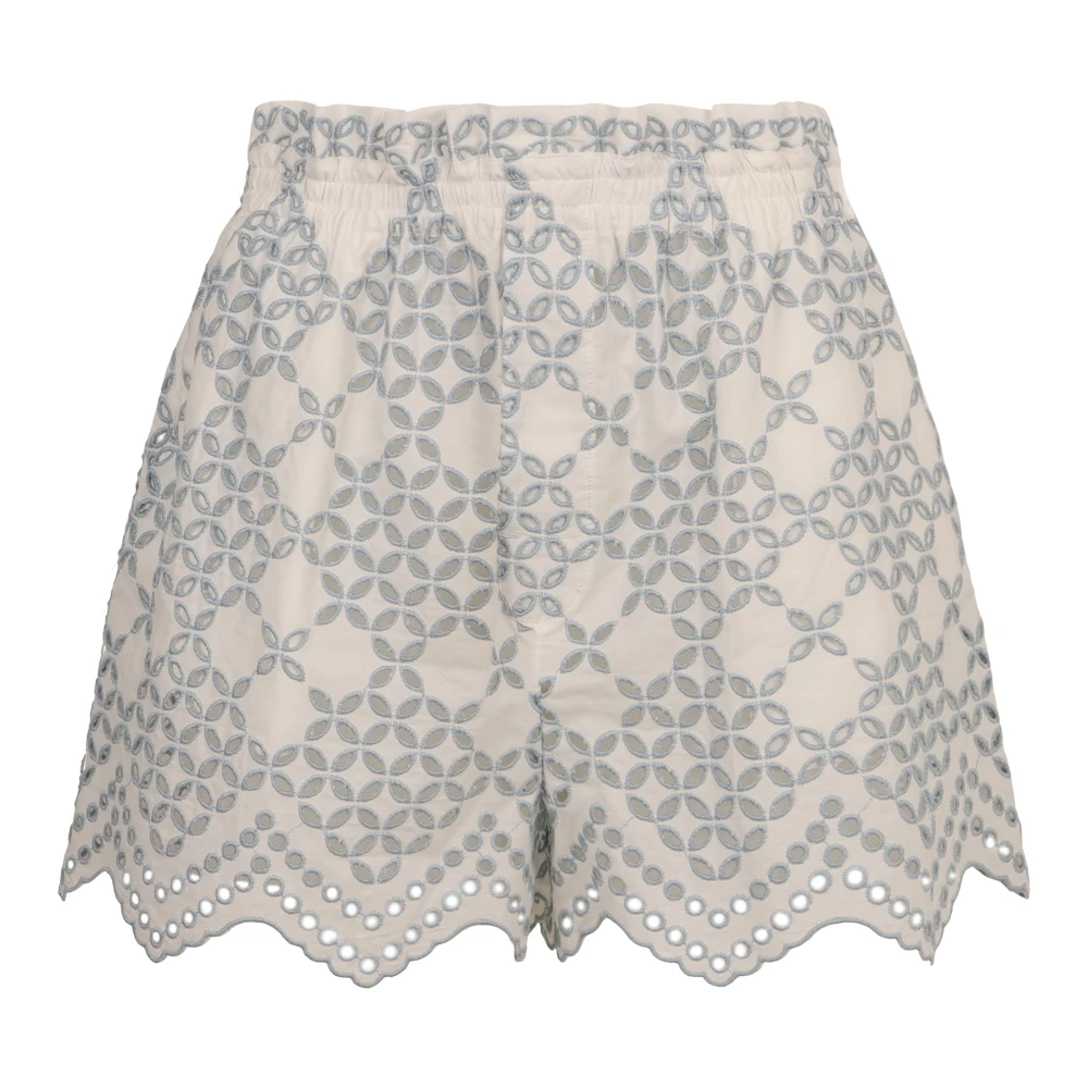 Raquel Diniz Broderie Anglaise Katoenmix Elastische Shorts White Dames