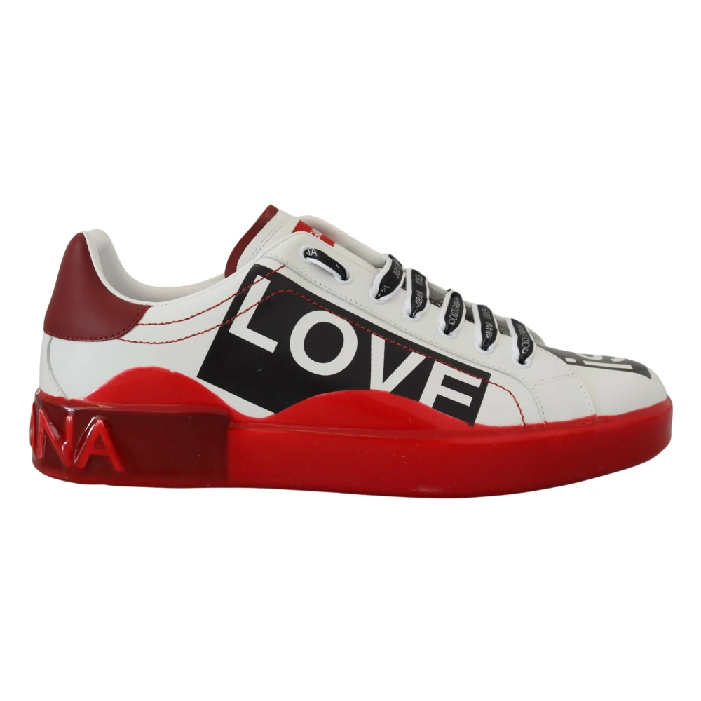 Dolce & Gabbana Leren Casual Sneakers met Love Motive White Heren