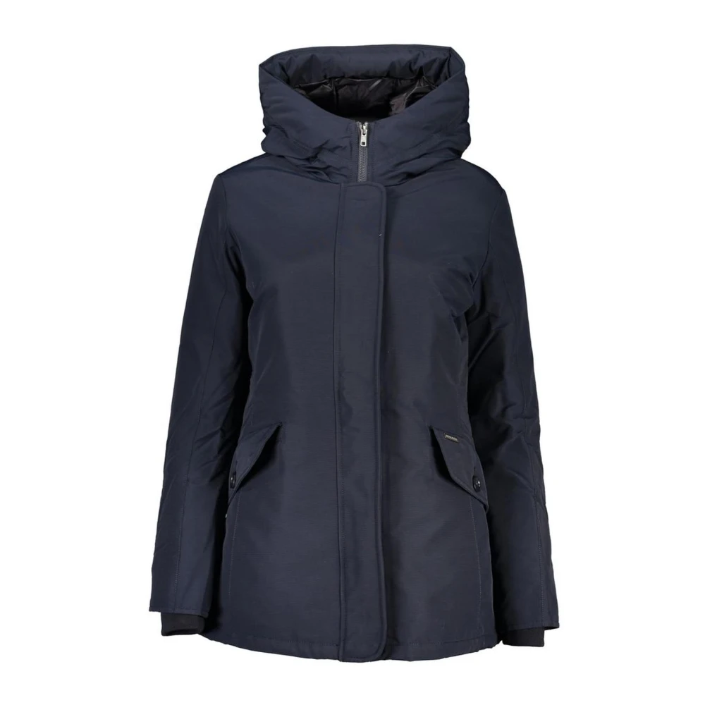 Woolrich Women's Blue Parkas,, Hooded Jacket With Zip And Buttons Small