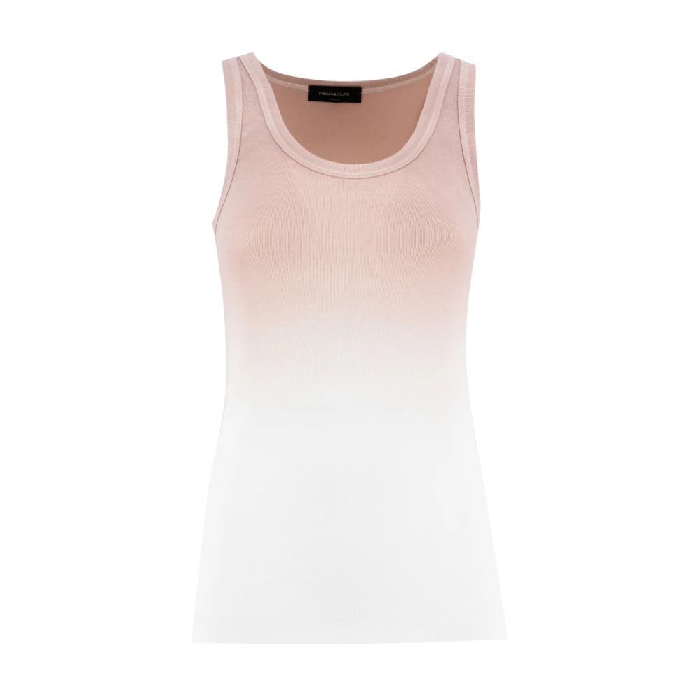 Fabiana Filippi Geribbeld Jersey Tanktop met Schaduwprint Pink Dames