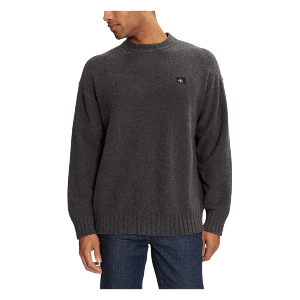 Calvin Klein Jeans Men's Gray Round-Neck Knitwear,, Grey Knitwear With Round Neck Extra Large