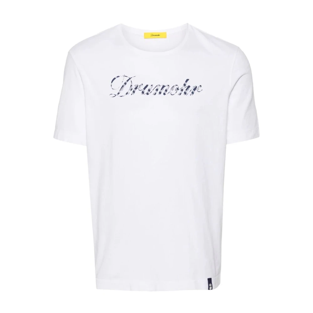Drumohr Bianco Print T-Shirt voor Mannen White Heren