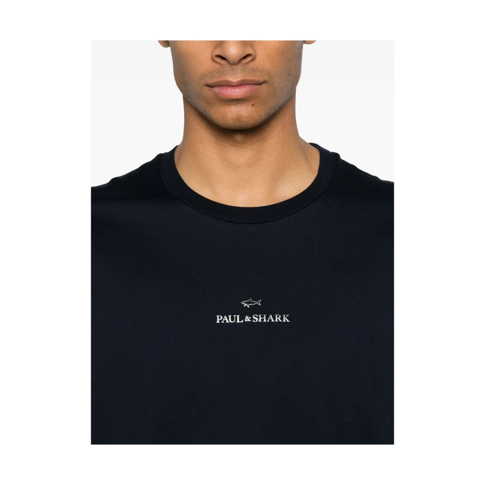 PAUL & SHARK Navy Blue Logo Print Crew Neck T-shirt Blue Heren