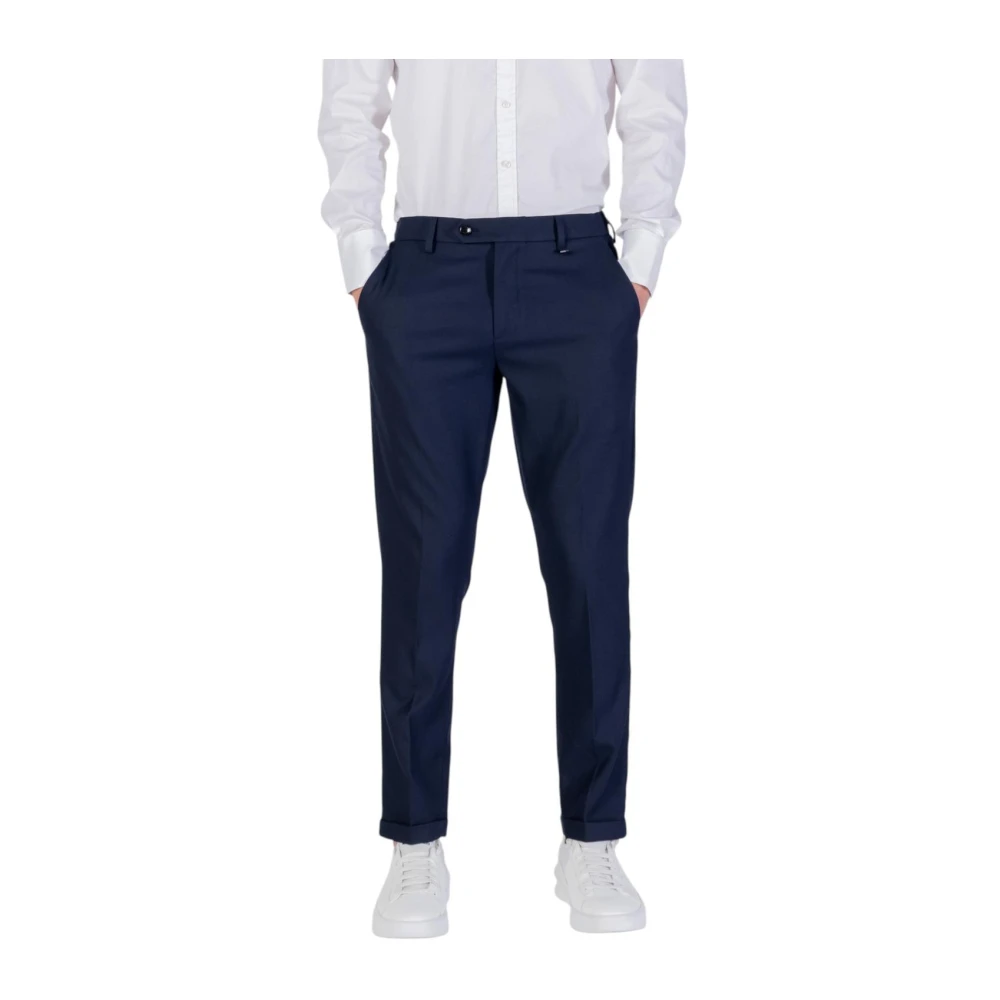 Antony Morato Men's Blue Tailored Trousers With Zip And Button Fastening - Slim-Fit Trousers - 2XL- Trousers