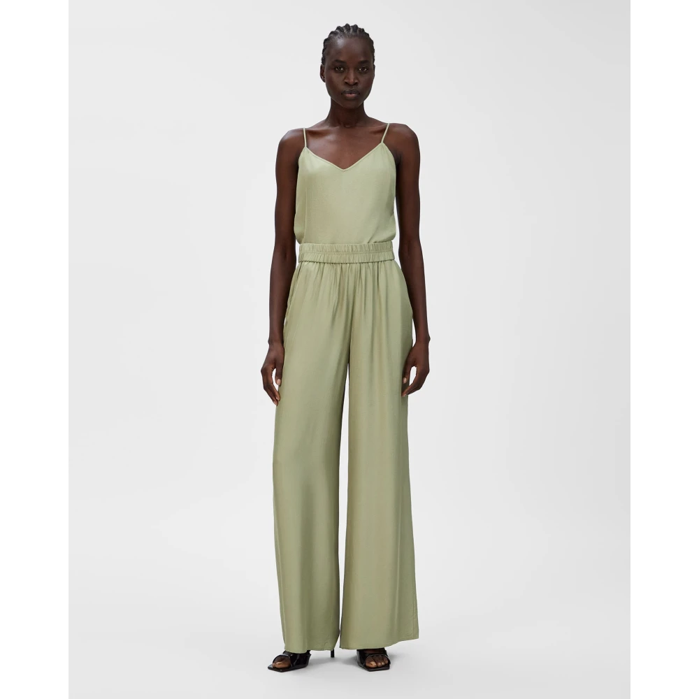 IVY OAK Wijde Pijp Elastische Taille Broek Green Dames