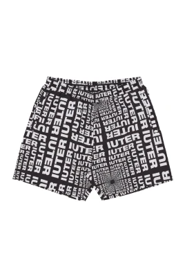 Svarta Simshorts med Elastisk Midja