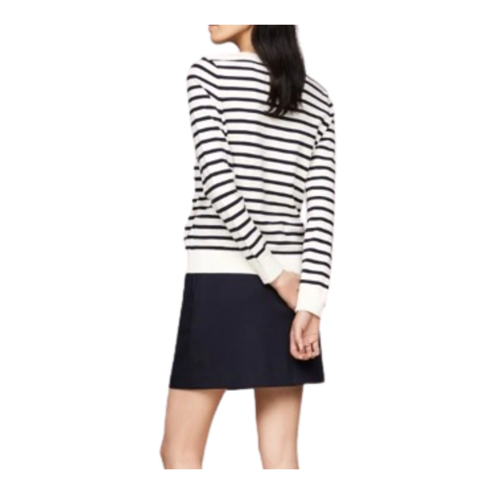 Tommy Hilfiger Bootnektrui in jersey steek White Dames